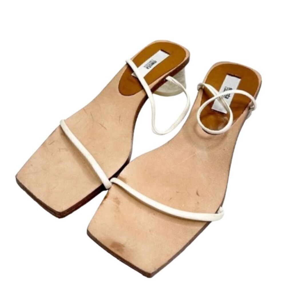 Miista Ellie Beach White Size 5US Strappy Sandals‎ Clear Heels Square Toe
